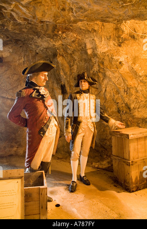 La dh Great Siege Tunnels rocher de Gibraltar Gibraltar soldats britanniques Cire Général Eliot et Le Capitaine Curtis Banque D'Images