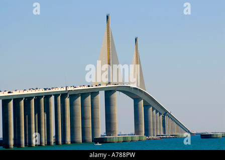 Sunshine Skyway Bridge en Floride Tampa Hillsborough Comté du centre-ouest du Golfe Banque D'Images