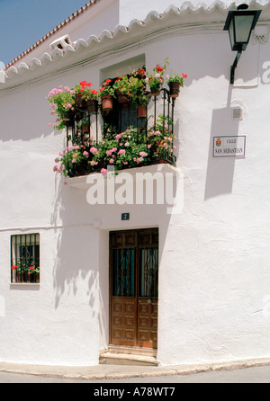 Vernaculaire typique de l'architecture paysanne dans le village de la colline blanchie à Competa, Malaga, Andalousie, Andalousie, sud de l'Espagne Banque D'Images