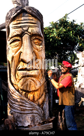 Floride sculpture statue Totem indien native American Banque D'Images