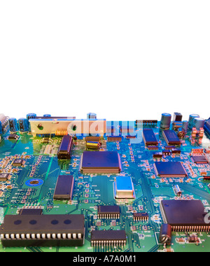À l'intérieur de l'ordinateur PC Platine Microélectronique symbolique Symbole coloré couleur couleur platine large vue paysage Banque D'Images