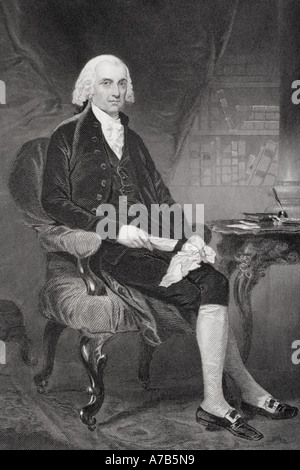 James Madison, 1751 - 1836. Homme d'État américain, avocat, diplomate, philosophe et père fondateur. 4e président des États-Unis d'Amérique. Banque D'Images