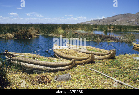 Pérou Puno, Lac Titicaca légende locale Règlement Uruguay Lakeside Banque D'Images