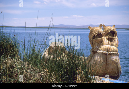 Pérou Puno, Lac Titicaca légende locale Règlement Uruguay Lakeside Banque D'Images