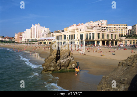Biarritz, Golfe de Gascogne, Main Beach, Casino Banque D'Images