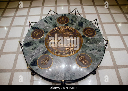 The Great Seal of the State of Florida in the interior of the new current State Capitol Building at Tallahassee Florida FL Banque D'Images