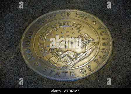 Le Grand Sceau de l'État de Floride dans l'intérieur du nouveau bâtiment du Capitole de l'état actuel à Tallahassee Floride FL Banque D'Images