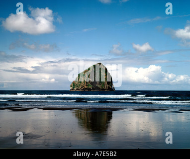 Haystack Rock se trouve au large des côtes de l'océan Pacifique à Pacific City sur la côte de l'Oregon central Banque D'Images