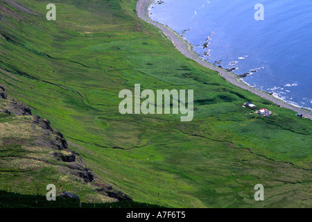 Vu de l'Miðfell Horstrandir Hornbjarg Islande Banque D'Images