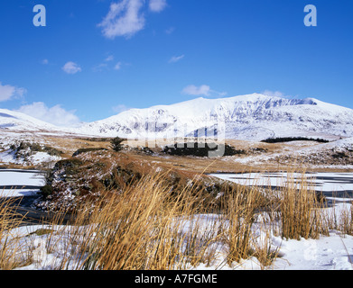 RHYD DDU GWYNEDD AU NORD DU PAYS DE GALLES UK Février à l'ensemble une Llyn y Dywarchen Banque D'Images