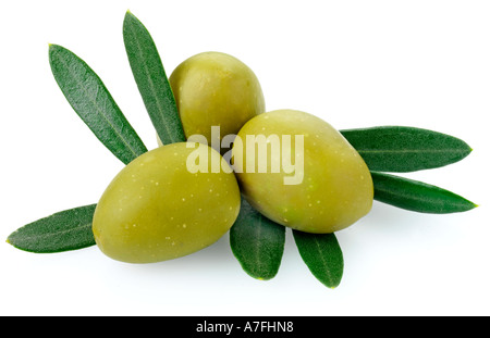 Trois Olives vertes Banque D'Images