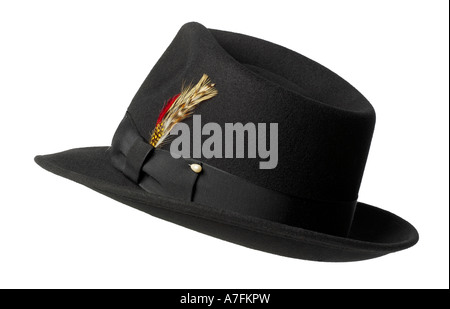 Men's Hat Fedora feutre noir accessoire de mode Feather Banque D'Images