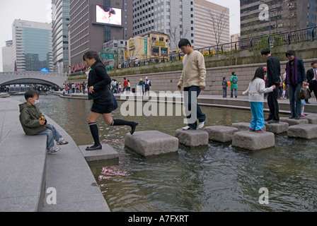 Cheonggyecheon Stream Seoul Corée du Sud Banque D'Images