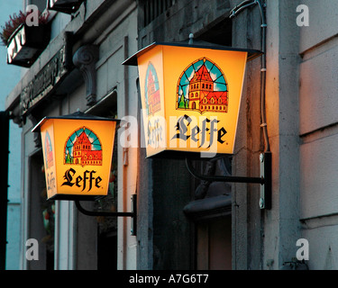 La bière Leffe lampes, Brugges Banque D'Images