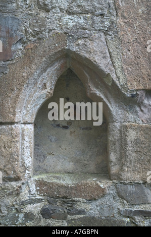 Une alcôve dans la chapelle en ruines de la Grande-Bretagne Devon Okehampton Castle Banque D'Images