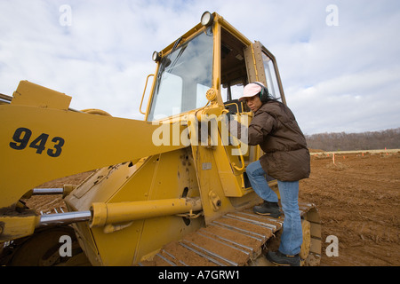 Opérateur bulldozer femelle Banque D'Images