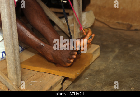 Tissage tissu Kente, Bonwire, Ashanti, Ghana Banque D'Images