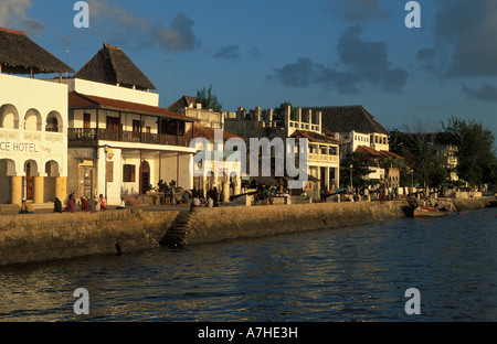 La ville de Lamu Lamu, Kenya, au bord de l'eau Banque D'Images