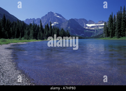 NA, USA, Montana, le parc national des Glaciers. Grinnell Glacier du lac Josephine Banque D'Images