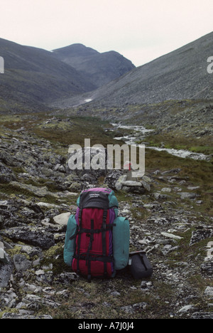 La randonnée dans les montagnes Rondane en Norvège Banque D'Images