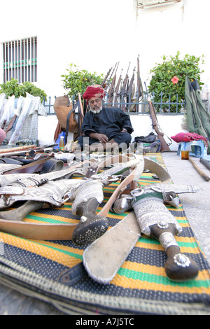 Jabali Tribesman dans un marché à Salalah, Oman Banque D'Images