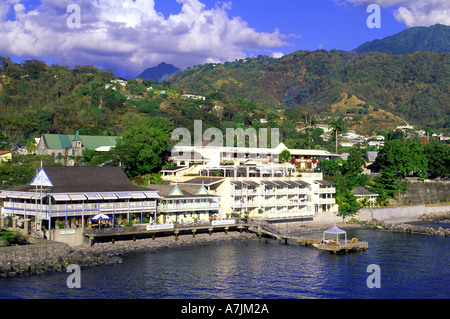 Dominique Antilles Caraïbes Fort Young Roseau et boutiques au bord de l'hôtel Banque D'Images