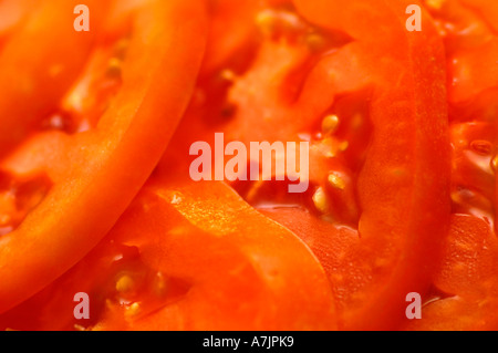 Les tranches de tomate close up Banque D'Images