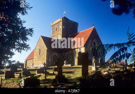 Église St Martha's sur St Martha's Hill, près de Guildford, North Downs, Surrey, England, UK Banque D'Images