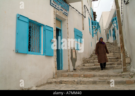 Vallonné rues de Kef, Tunisie Banque D'Images