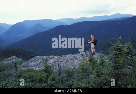 Nous, NH, de Mt. Crawford dans la Montagne Blanche N.F. Chemin Davis, Cohos Evamy Trail. Mt. Washington dans la distance (MR) Banque D'Images