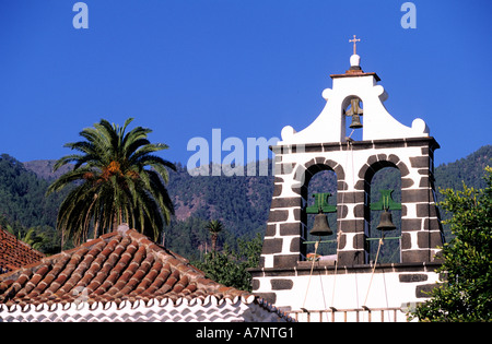 Espagne, Canaries, l'île de La Palma, l'église de Tijarafe village Banque D'Images