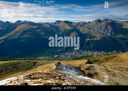 Vue de l'Jacobshorn, Davos, Grisons, Suisse Banque D'Images