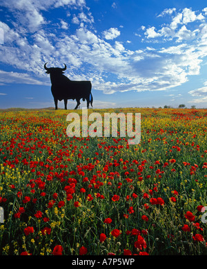 Bull géant, Toros de Osborne, Andalousie, Espagne Banque D'Images