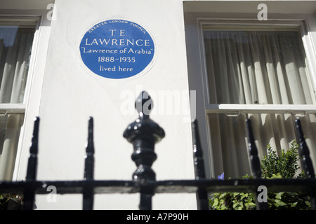 Lawrence d'Arabie plaque à Barton Street SW1 London England UK ville Banque D'Images