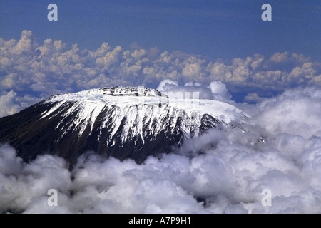 Vue aérienne du Kilimandjaro, plus haut sommet de l'Afrique, Tanzanie, Parc national du Kilimandjaro Banque D'Images