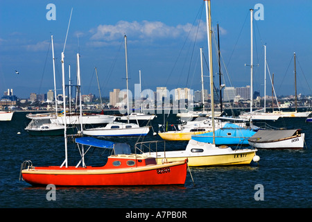 Bayside Melbourne / une vue pittoresque des petits bateaux ancrés dans Port Phillip Bay' Melbourne Victoria en Australie. Banque D'Images