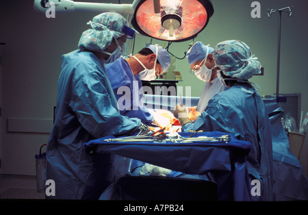 Prestation de l'équipe chirurgicale en salle d'opération de transplantation rénale Banque D'Images