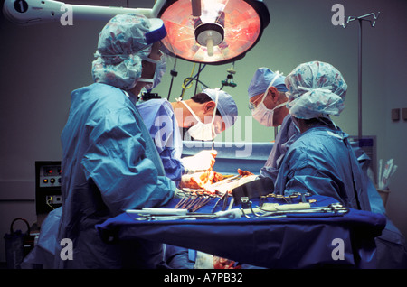 Prestation de l'équipe chirurgicale en salle d'opération de transplantation rénale Banque D'Images