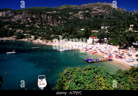 La Grèce, l'île de Corfou, îles Ioniens, Paleokastriska beach Banque D'Images