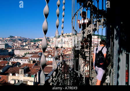 Portugal, Lisbonne, Province Estramadura, quartier de Baixa, Elevador de Santa Justa (Santa Justa) Banque D'Images