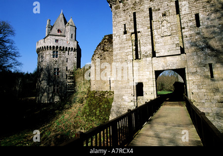 France, Morbihan, ruines de la forteresse de Largoët près d'Elven village Banque D'Images