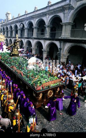 Guatemala, Cordillère centrale, Sacatepequez, Guatemala, procession de la Semaine Sainte Banque D'Images