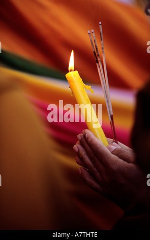 L'Inde, l'État du Bihar, Bodhgaya (où Bouddha atteint l'illumination), temple de la Mahabodhi, la prière en vertu de la Bodhi, un arbre sacré Banque D'Images