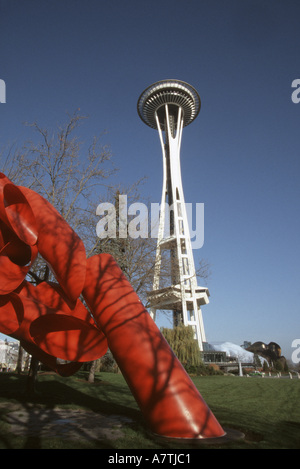 États-unis, Washington, Seattle Space Needle et l'art public à Seattle Center Banque D'Images