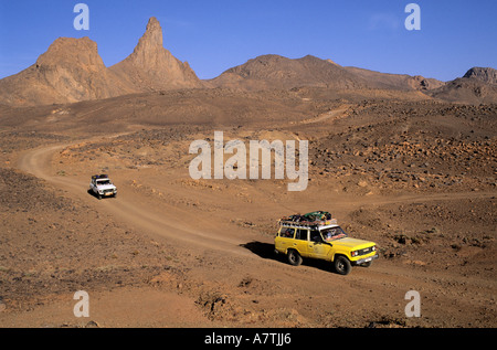 L'Algérie, Sahara, le Hoggar, 4X4 voyage dans le massif de l'Atakor Banque D'Images