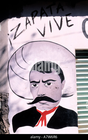 L'État de Morelos, Mexique, Tlayacapan, portrait de la révolutionnaire Emiliano Zapata Banque D'Images