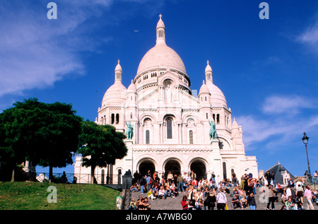 France, Paris, la basilique du Sacré-Cœur à Montmartre Banque D'Images