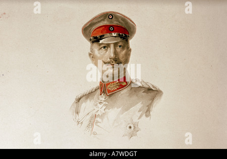 William II, 27.1.1859 - 4.6.1941, Empereur allemand 15.6.1888 - 9.11.1918, portrait, lithographie sur une boîte à cigares, vers 1914, collection privée, Banque D'Images