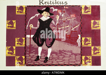 Publicité, tabac, cigares, 'Kritikus', photo de boîte à cigares, lithographie, Allemagne, vers 1920, collection privée, Banque D'Images