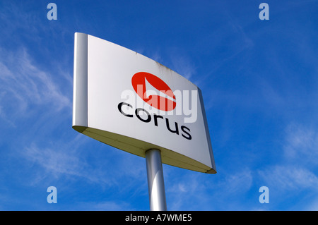 L'usine Corus steel tube fait signer Corby Northamptonshire Angleterre Banque D'Images